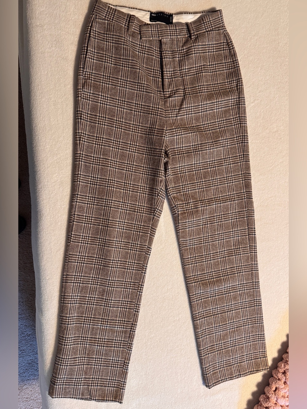Men's Brown Plaid Dress Pants